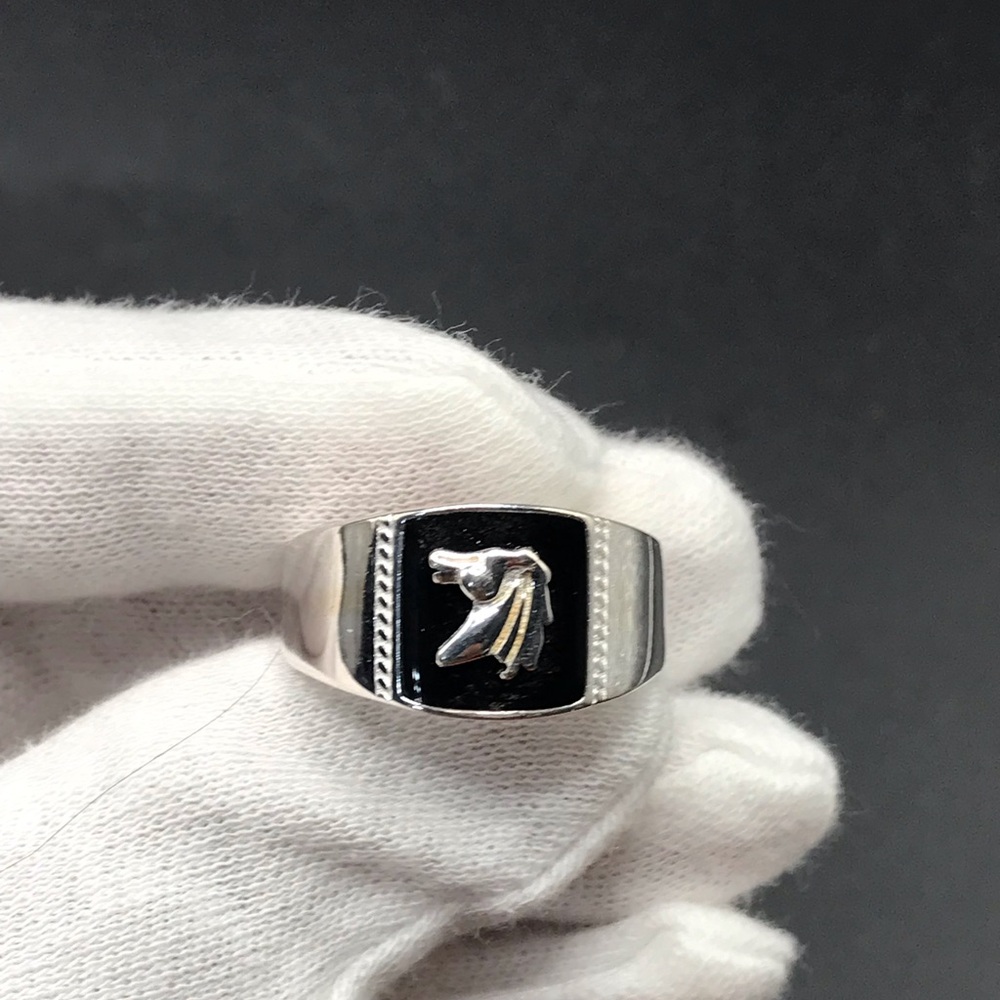 925 Sterling Silver Horse Men's Ring size 10.5 - Picture 11 of 12